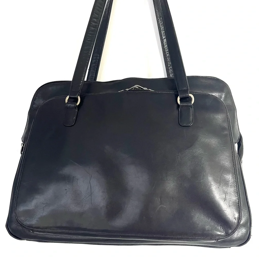 Johnny Farah Black Leather Unisex Briefcase